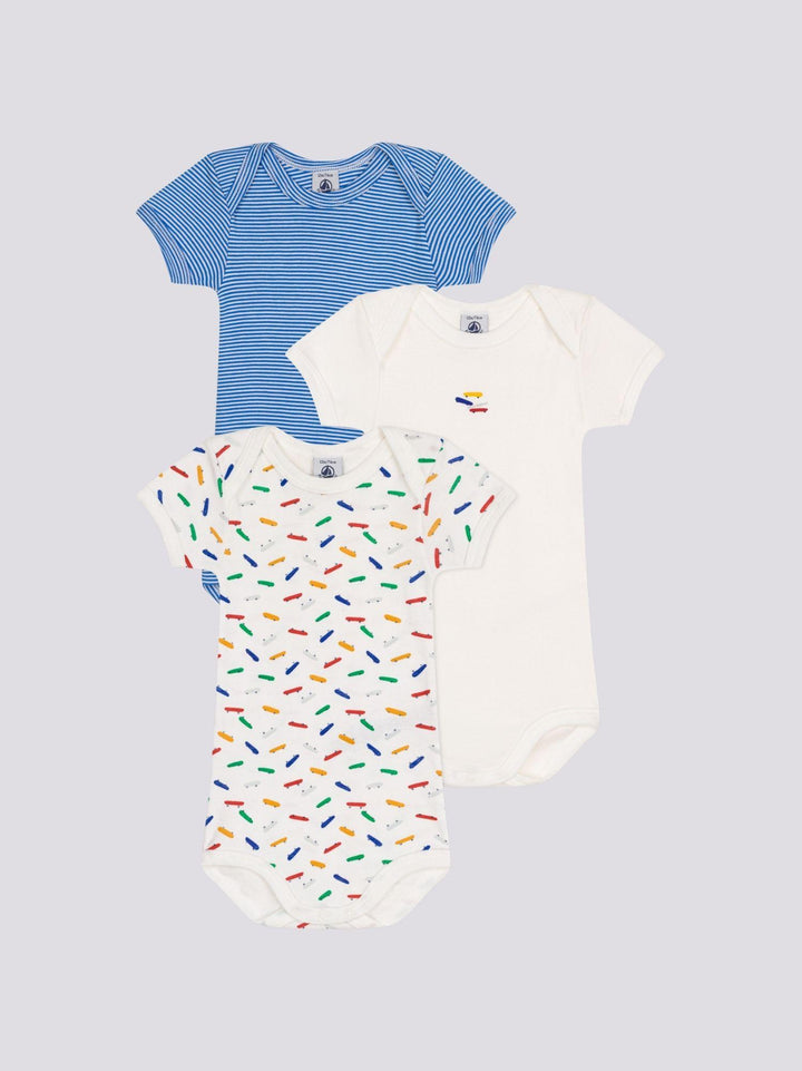 CONFEZIONE DA 3 BODY SKATE IN COTONE PER NEONATI A09YM 00 PETIT BATEAU 