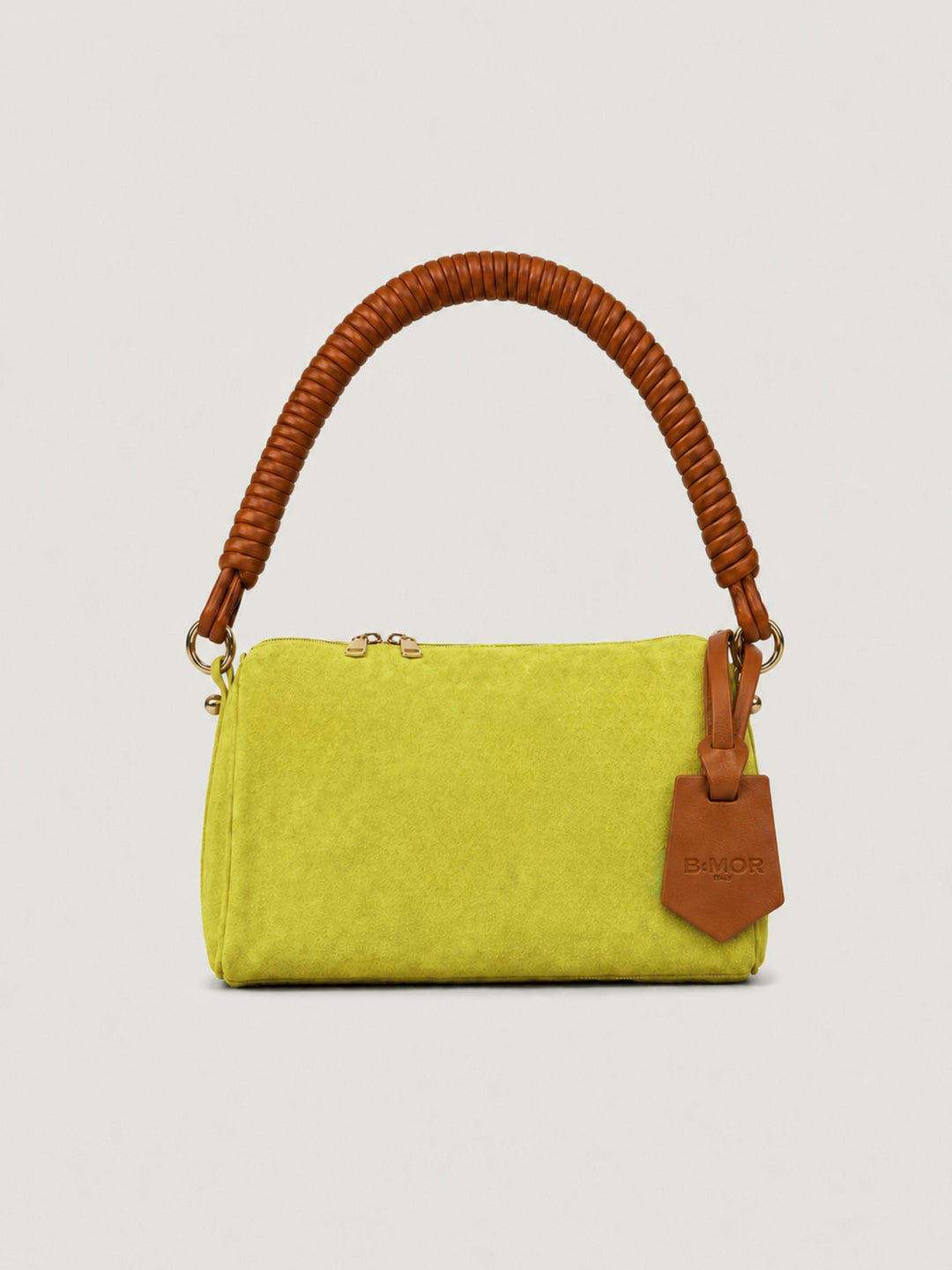 Borsa a spalla Mini Cube in pelle scamosciata lime MINI CUBE LIME BIMOR 