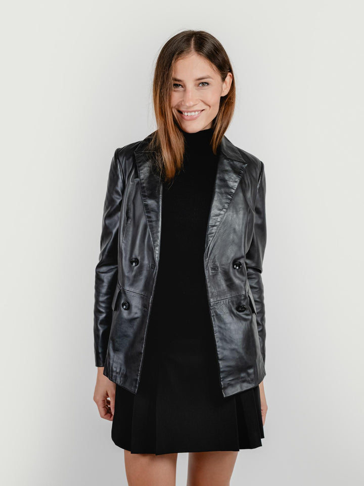 BLAZER DOPPIOPETTO LILLY IN PELLE NERO LILLY 20 JACK LEATHER 
