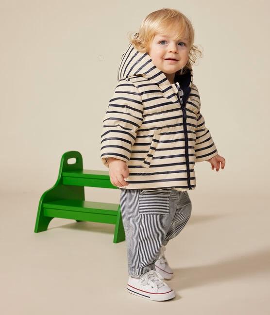 Piumino a righe biano e blu in pu A0B42 01 PETIT BATEAU 
