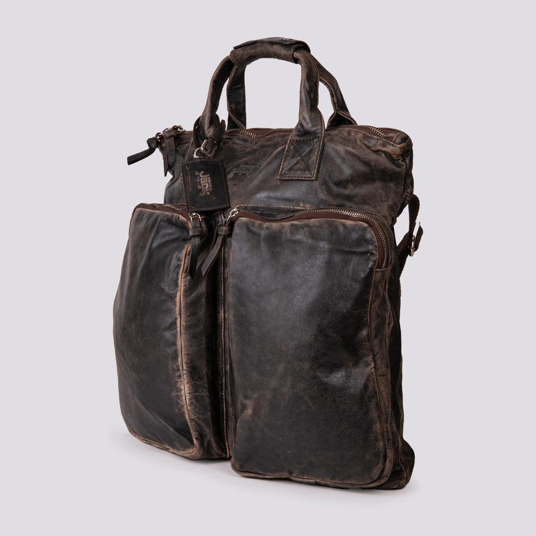 BORSA IN PELLE MARRONE EFFETTO VINTAGE "SOFTAIR" SOFT 06 JACK LEATHER 