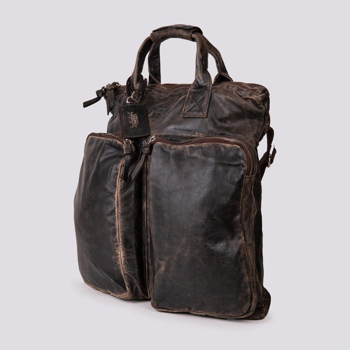 BORSA IN PELLE MARRONE EFFETTO VINTAGE "SOFTAIR" SOFT 06 JACK LEATHER 