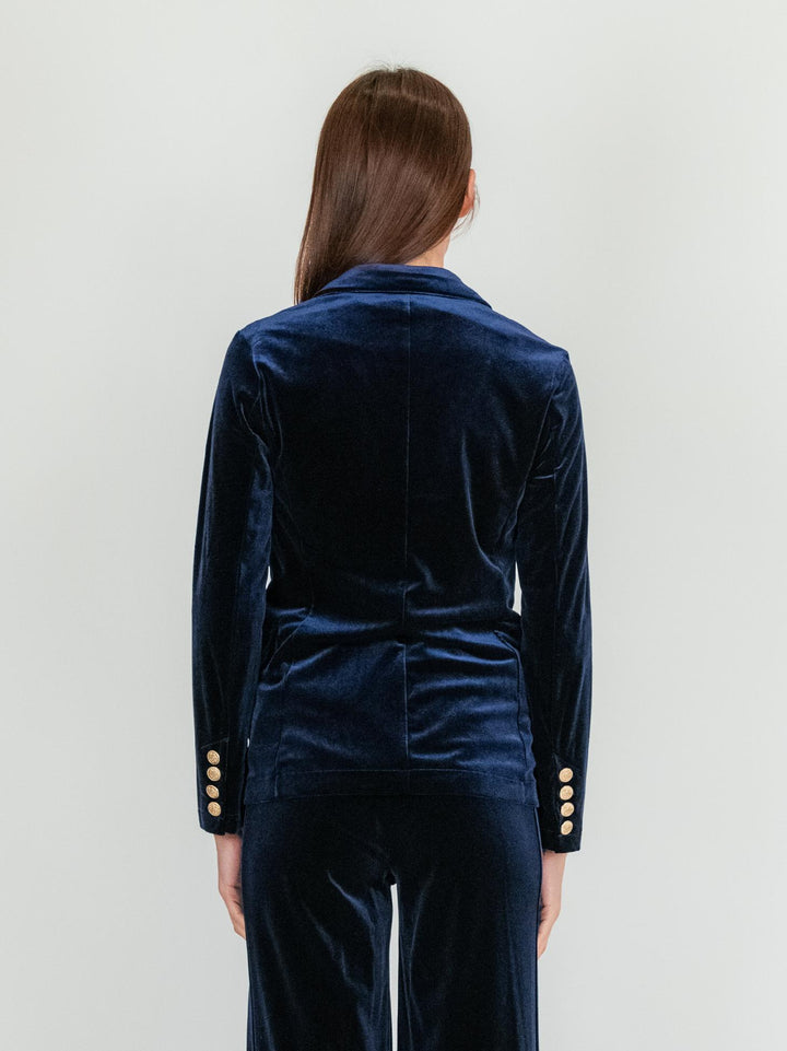 BLAZER IN VELLUTO LISCIO BLU 245C1000 303 ANDREA MORANDO 