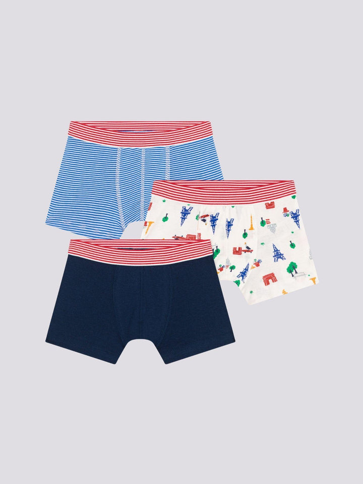 CONFEZIONE DA 3 BOXER PARIGI IN COTONE BAMBINO A0AB7 00 PETIT BATEAU 