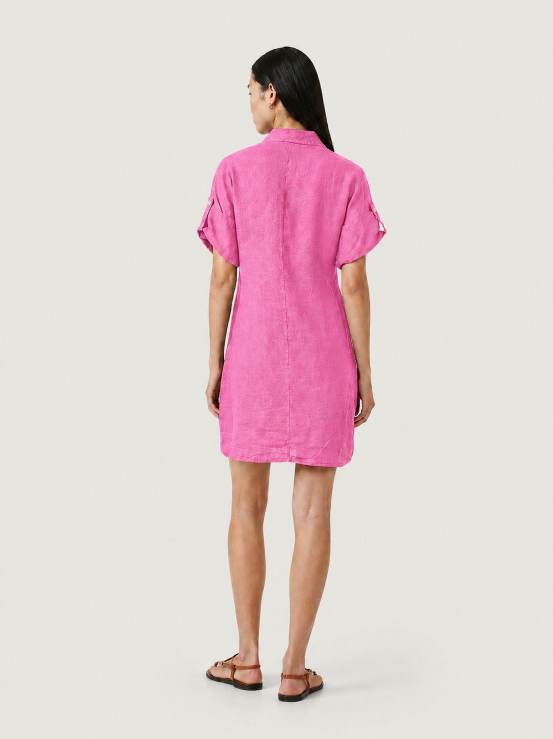 Abito camicia in lino rosa 6AB0527 629 ANDREA MORANDO 