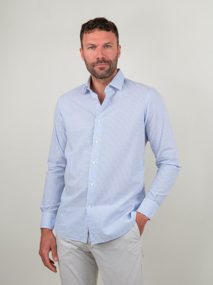 CAMICIA SEERSUCKER RIGA CELESTE
