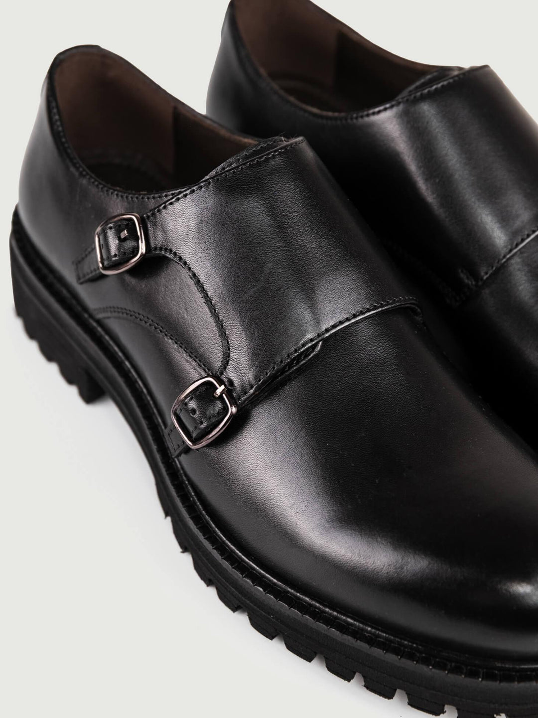 ALLACCIATA DOPPIA FIBBIA IN PELLE NERA 35028 NERO BRAIN 