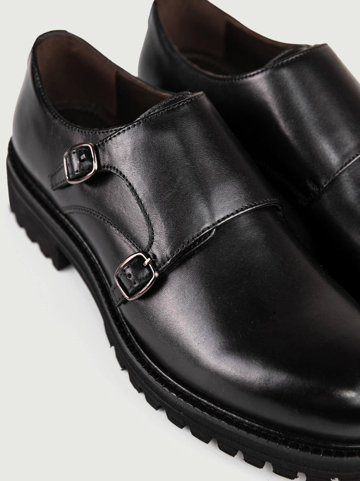 ALLACCIATA DOPPIA FIBBIA IN PELLE NERA 35028 NERO BRAIN 