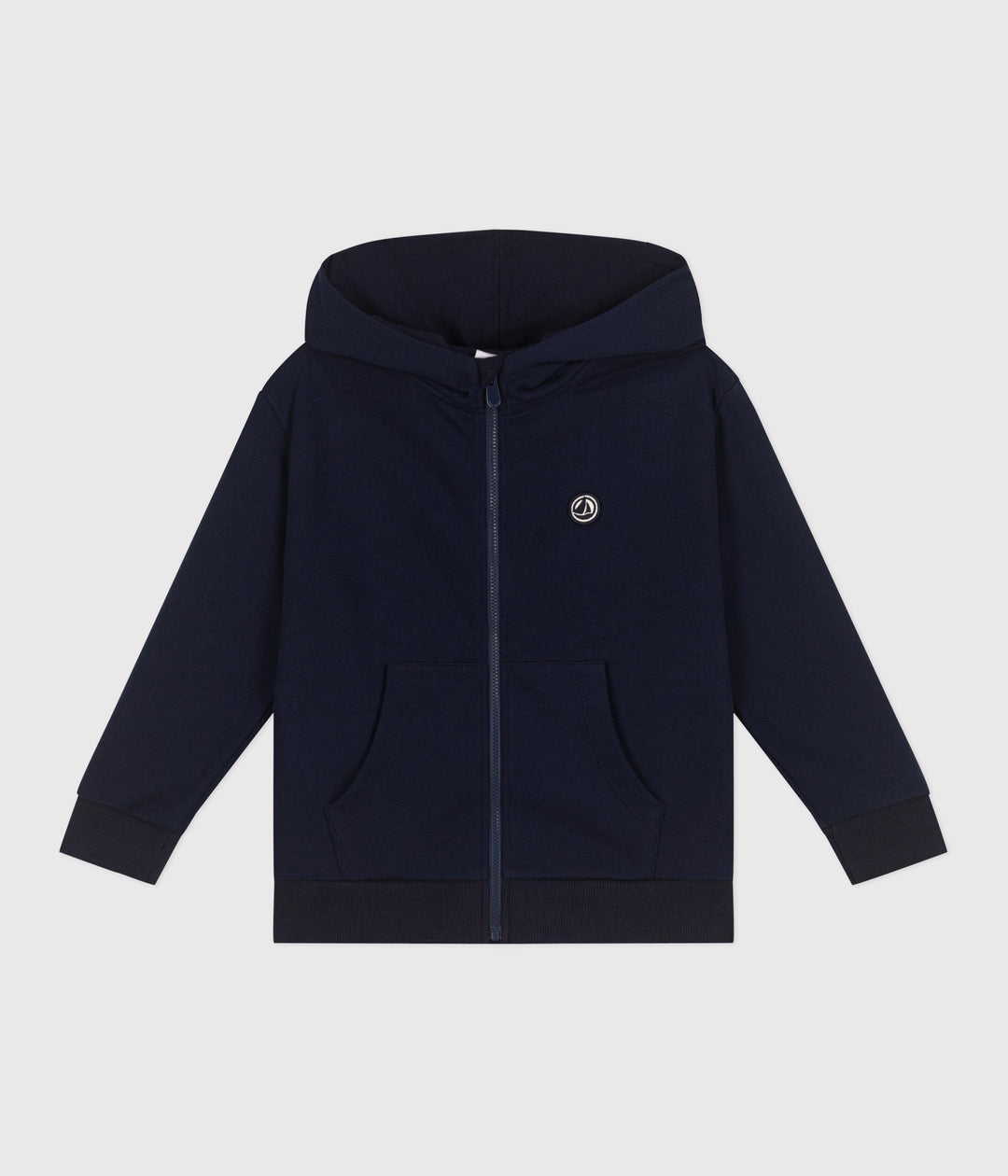 Felpa con cappuccio e cerniera in cotone tinta unita bambino A0CZC 03 PETIT BATEAU 