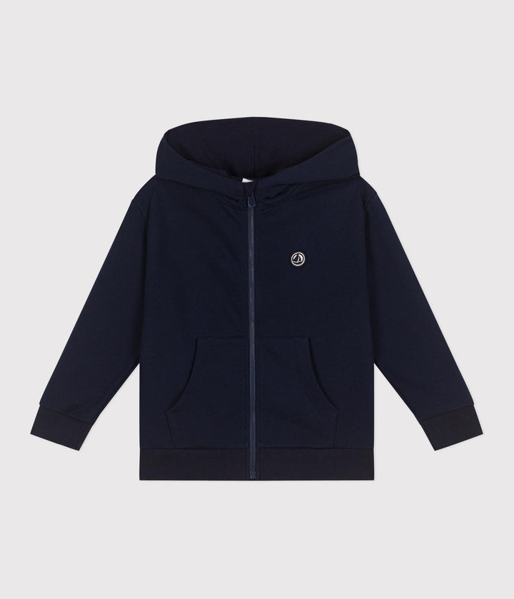 Felpa con cappuccio e cerniera in cotone tinta unita bambino A0CZC 03 PETIT BATEAU 
