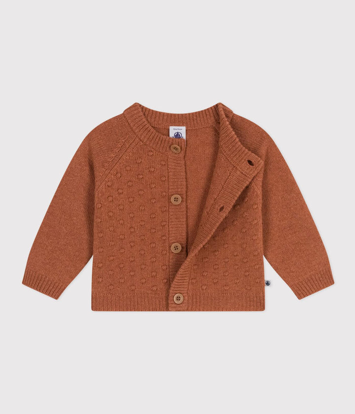 CARDIGAN IN TRICOT DI LANA E COTONE BEBÈ A08AC 02 PETIT BATEAU 