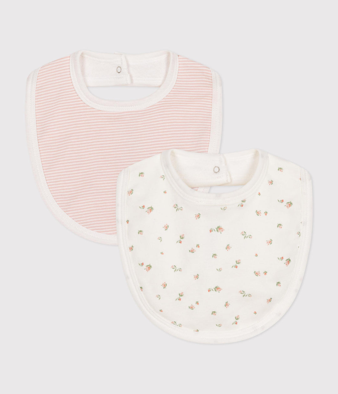 Confezione da due bavaglini righe e fiorellini A0ATG 01 PETIT BATEAU 