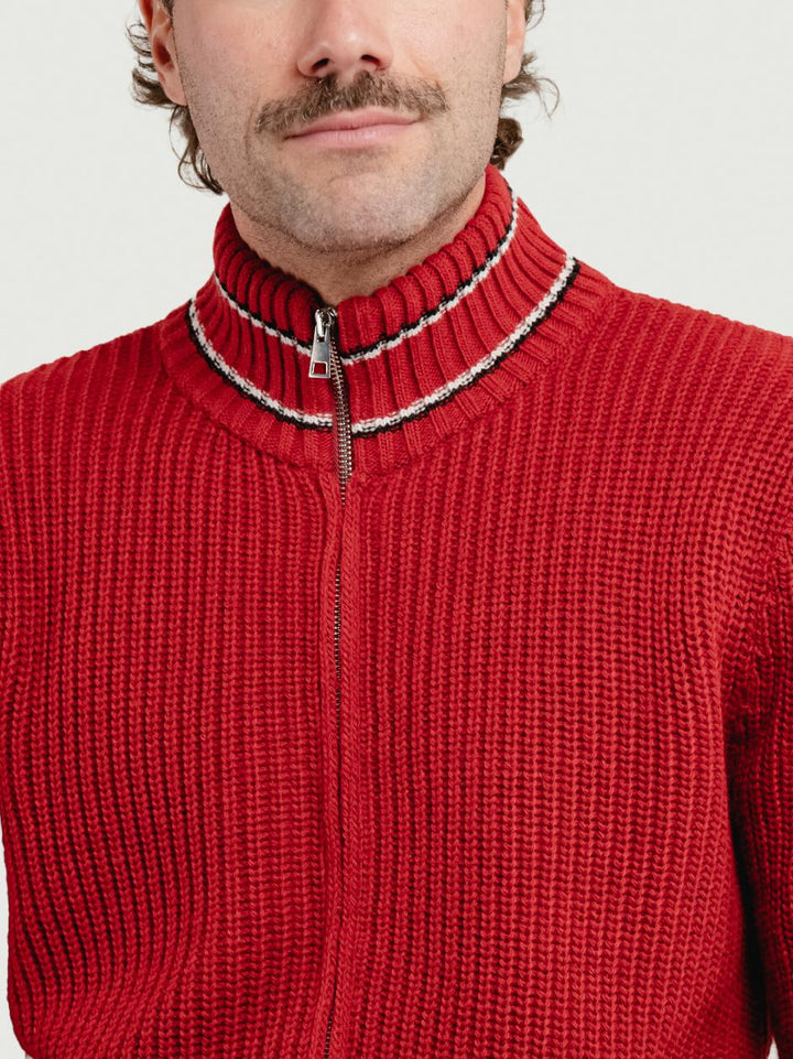 MAGLIONE A COLLO ALTO CON ZIP ROSSO ELIANO ROSSO ANDREA MORANDO 