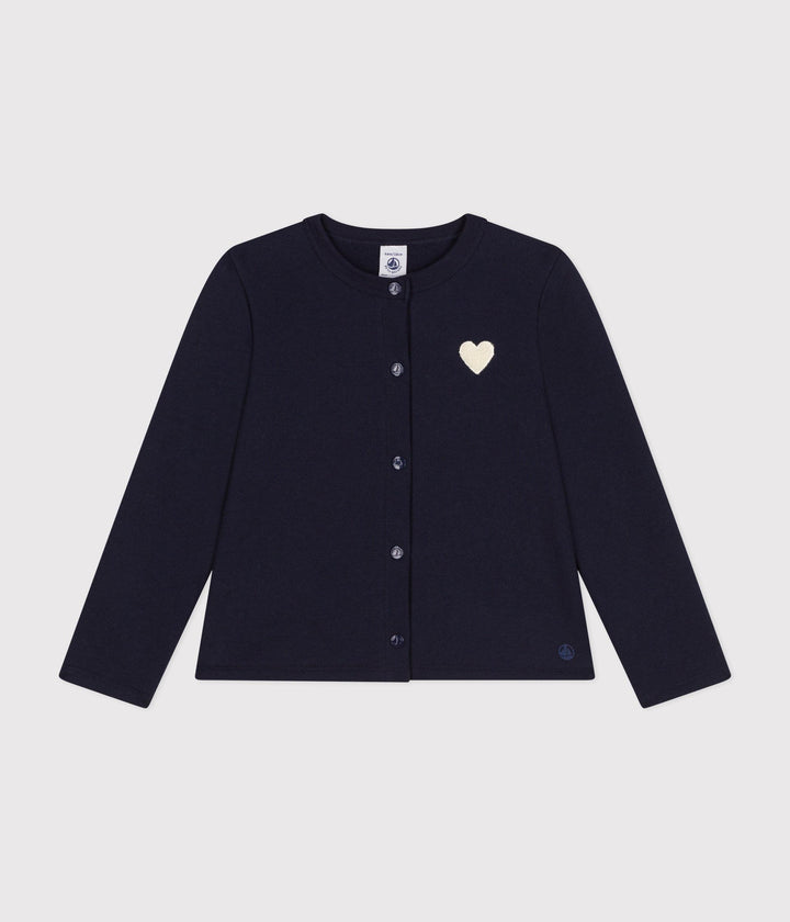 Cardigan blu in tessuto felpato bambina A0BEQ 04 PETIT BATEAU 