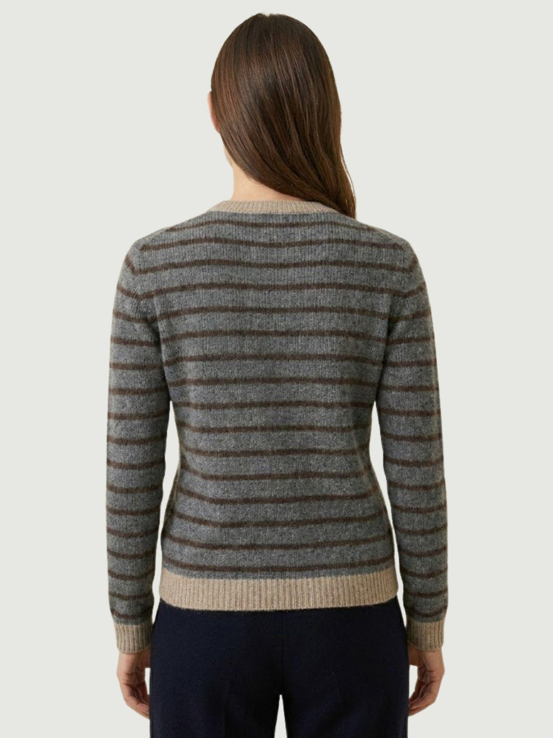MAGLIA GRIGIO A RIGHE MORO 10848 BEIGE ANDREA MORANDO 