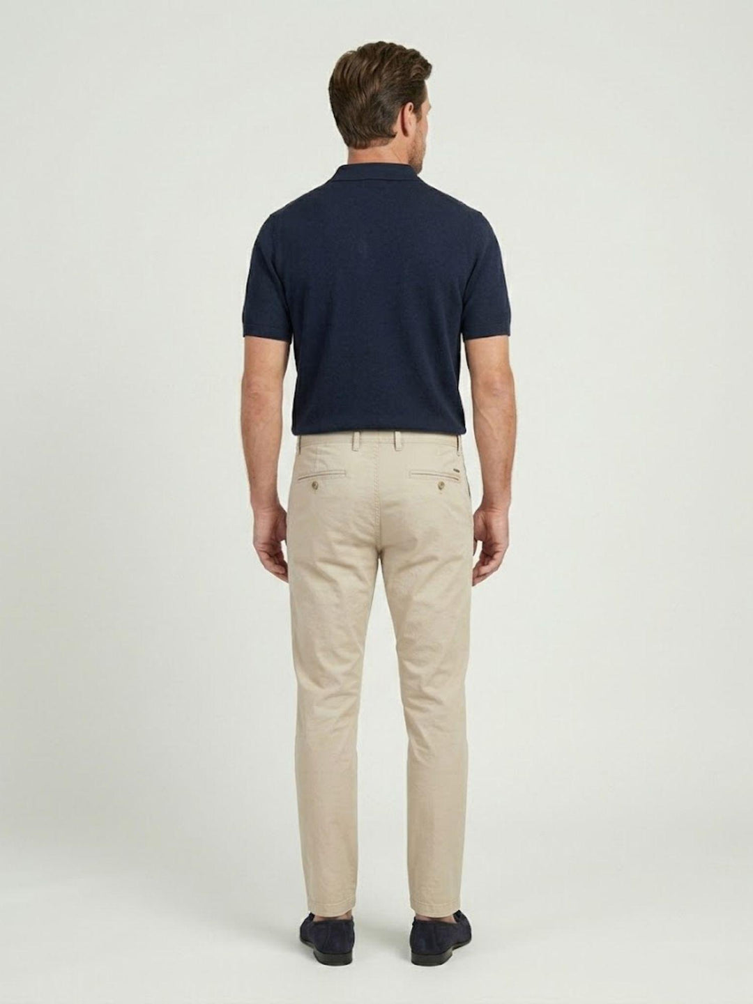 Pantalone chino in cotone navy con bottone gioiello P-KAP 23 ANDREA MORANDO 