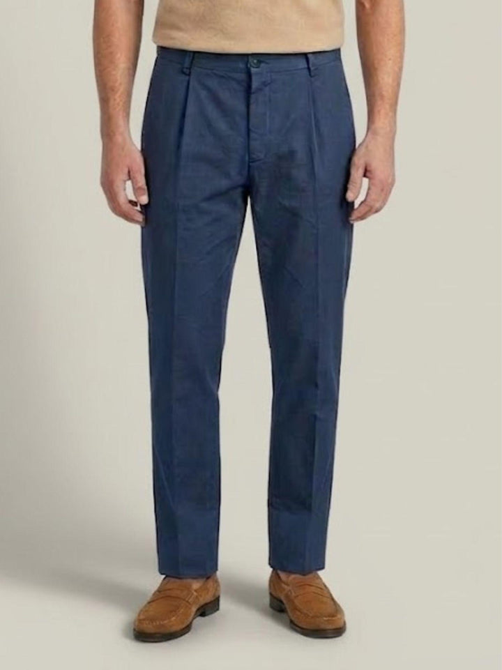 Pantalone con tasche americane lino cotone blu CO0515M 7019 ANDREA MORANDO 