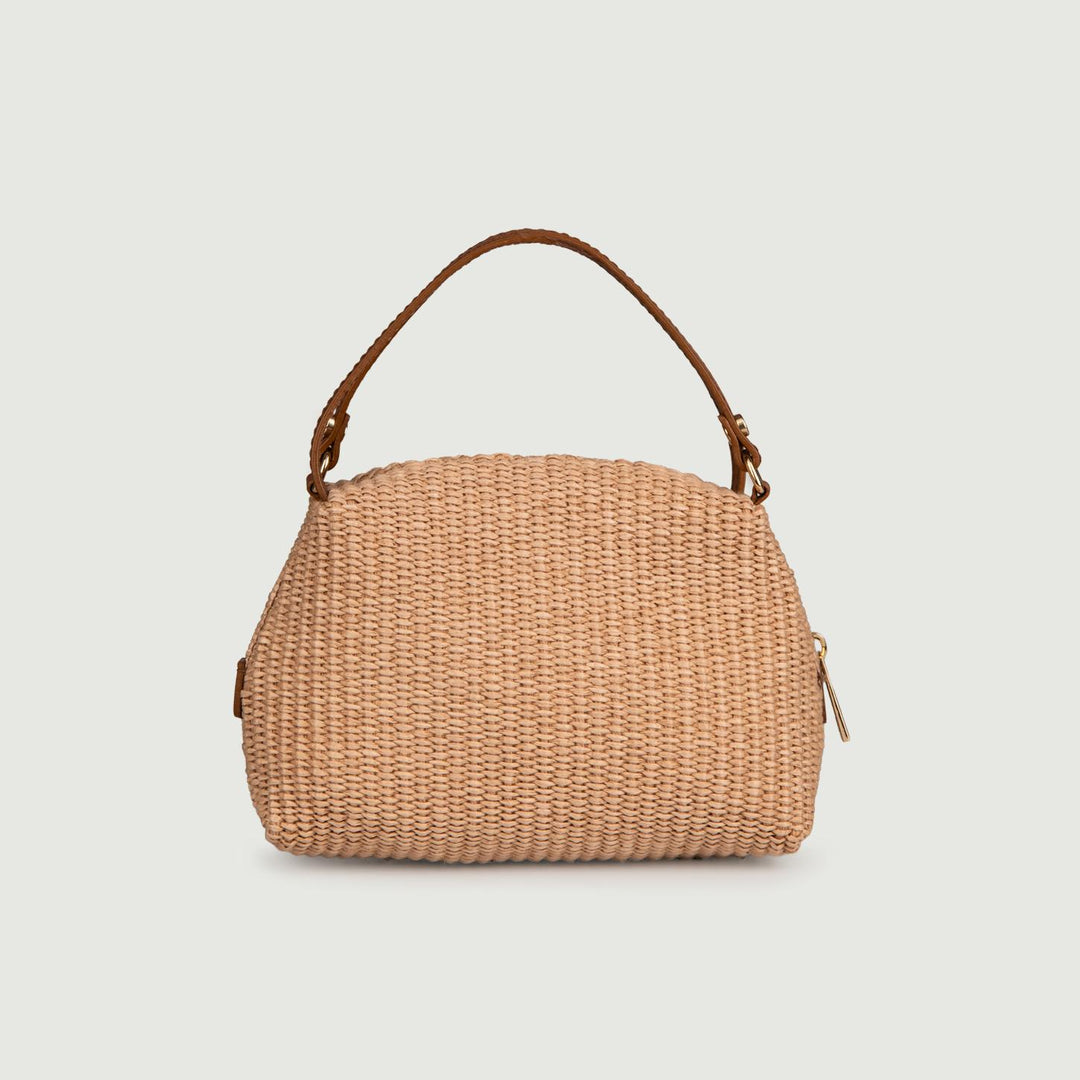 BORSA IN RAFIA CON INSERTI IN PELLE "CUTIE" CUTIE RAFIA BIMOR 