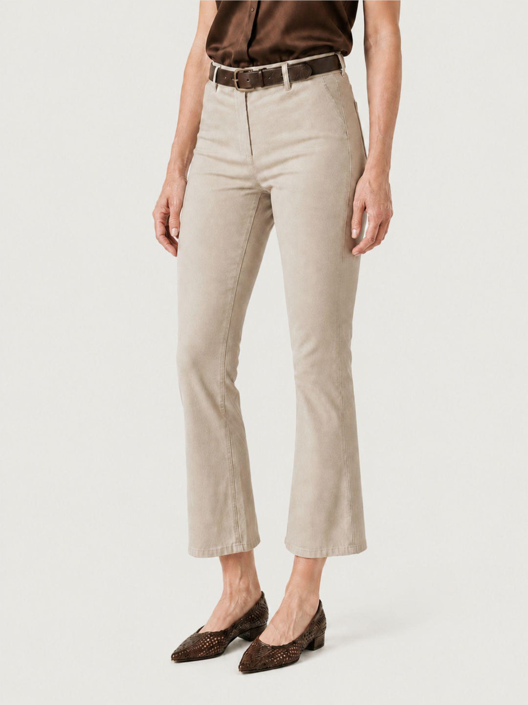 Pantalone a trombetta in cotone beige 824MA BEIGE ANDREA MORANDO 