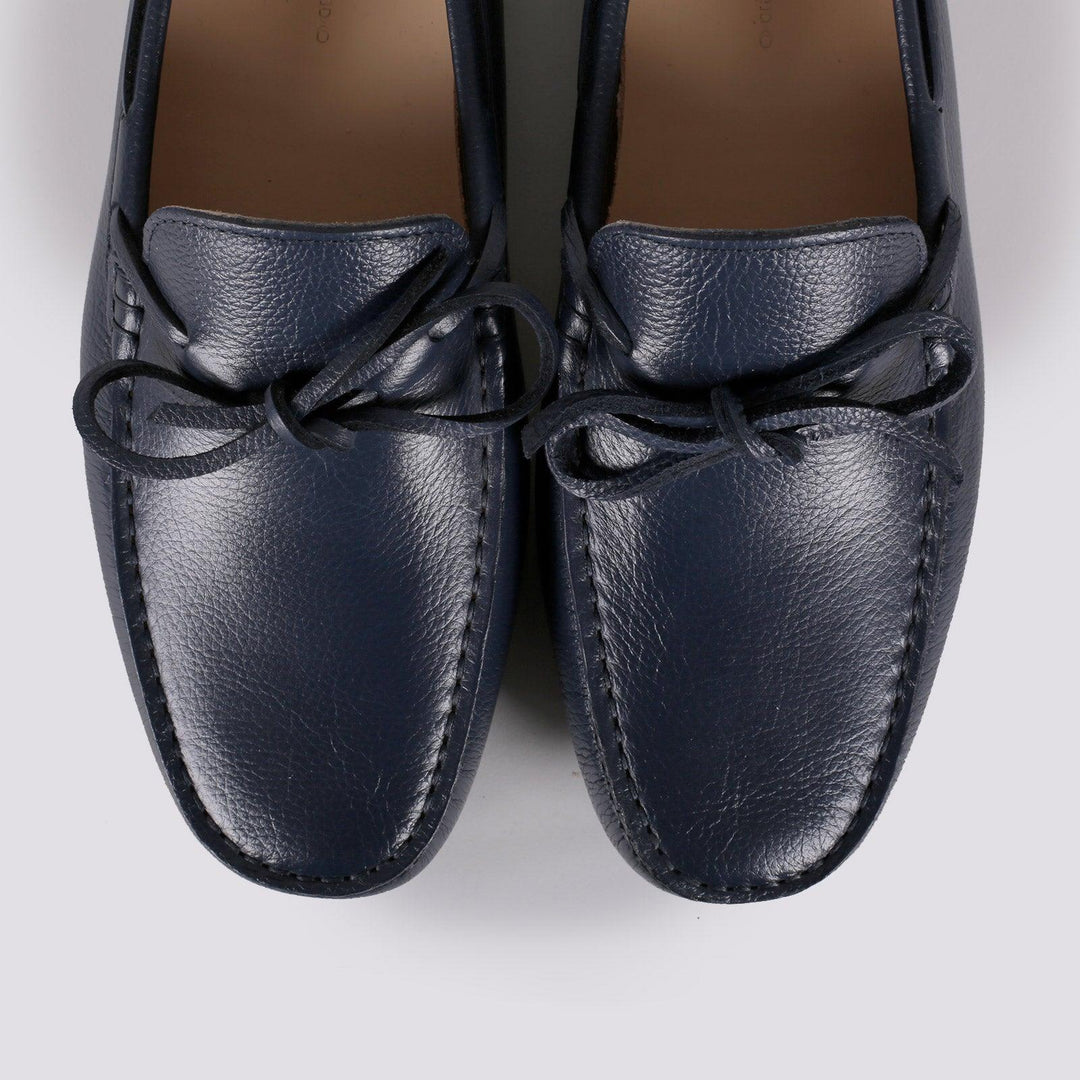 MOCASSINO CON GOMMINI IN PELLE MARTELLATA BLU 5512/PELLE 106 ANDREA MORANDO 