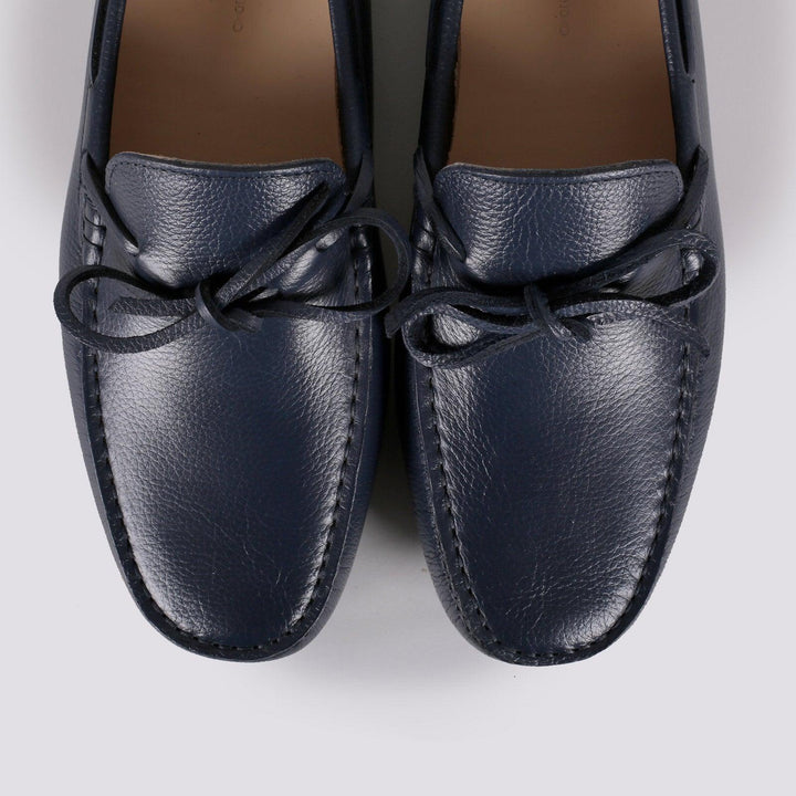 MOCASSINO CON GOMMINI IN PELLE MARTELLATA BLU 5512/PELLE 106 ANDREA MORANDO 