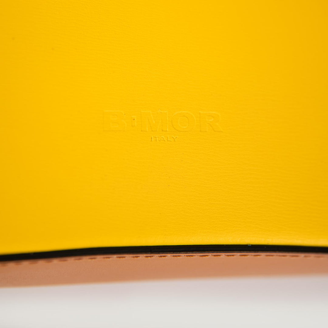 BORSA A SPALLA SEVENTY IN PELLE BICOLORE GIALLO E BISCOTTO SEVENTY GIALLO BIMOR 