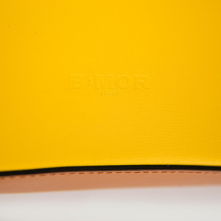BORSA A SPALLA SEVENTY IN PELLE BICOLORE GIALLO E BISCOTTO SEVENTY GIALLO BIMOR 