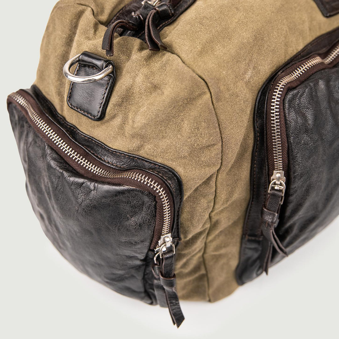 BORSONE VIAGGIO CON MANIGLIE E TASCHE IN PELLE BOARDING MIX 504 JACK LEATHER 