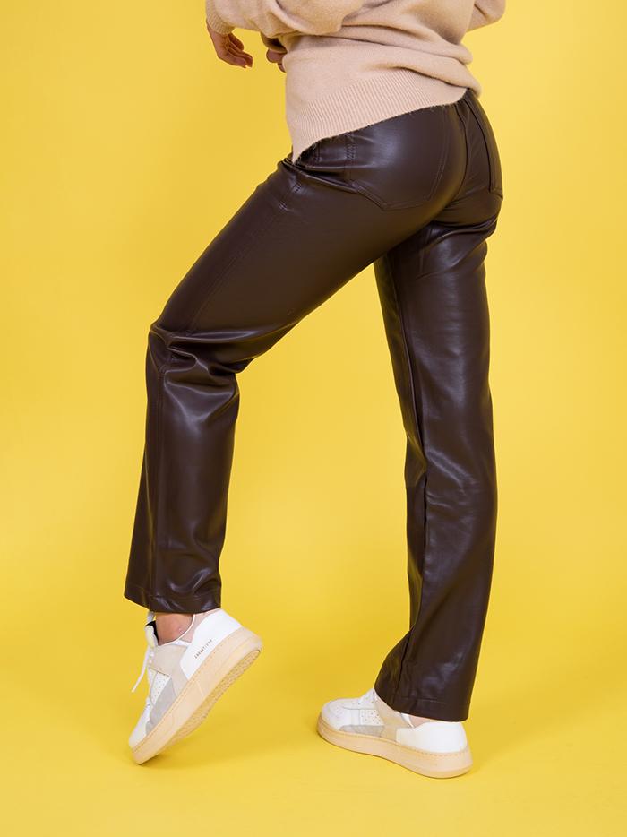 Pantalone a tromebetta in ECOPELLE marrone B9118/ T MORO ANDREA MORANDO 