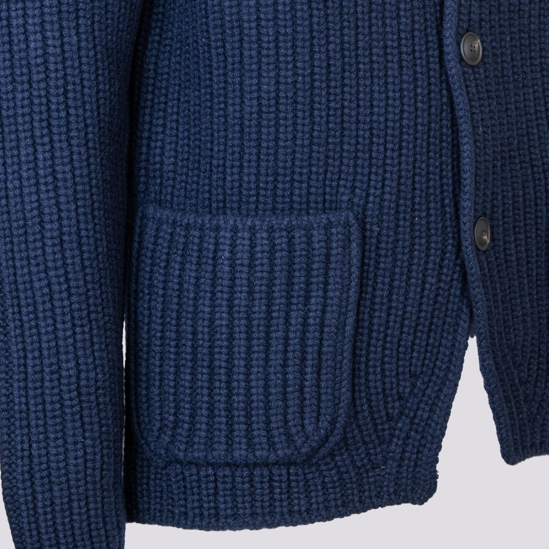 GIACCA CARDIGAN IN LANA VERGINE BLU 10166 598 ANDREA MORANDO 