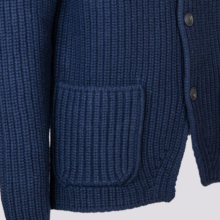 GIACCA CARDIGAN IN LANA VERGINE BLU 10166 598 ANDREA MORANDO 