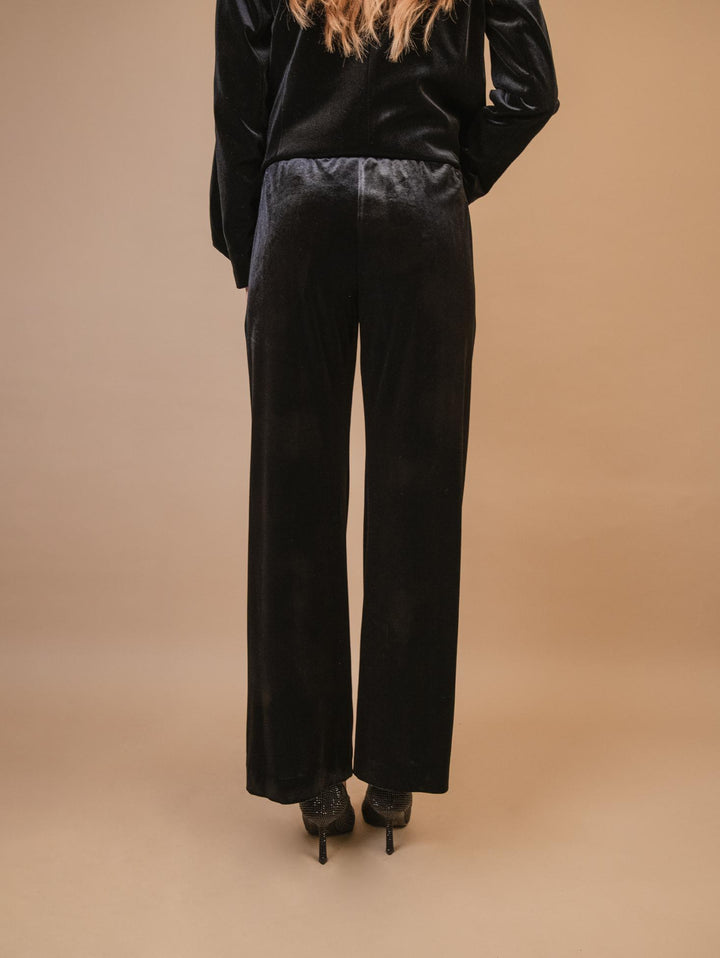 PANTALONE A PALAZZO IN VELLUTO NERO 2228/2894 12 ANDREA MORANDO 