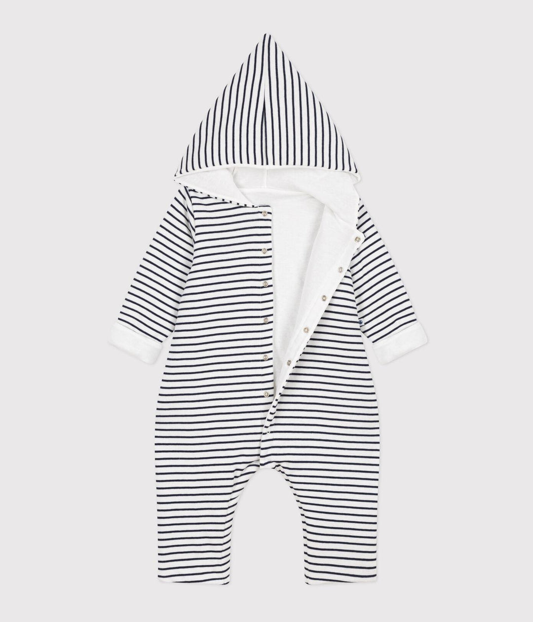 TUTINA LUNGA IN OVATTINA CON CAPPUCCIO IN COTONE PER BEBÈ A095U 01 PETIT BATEAU 