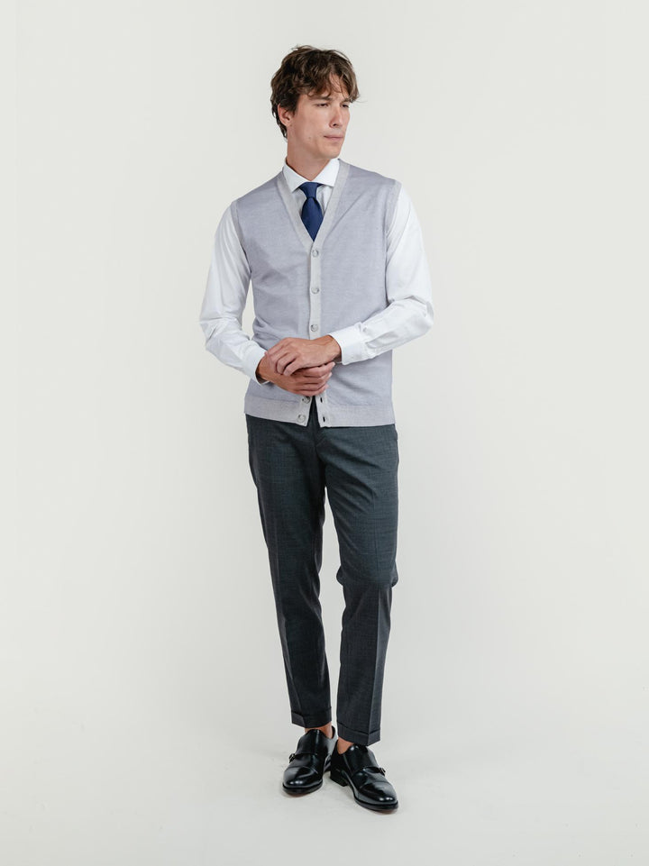 PANTALONE CLASSICO IN FRESCO LANA GRIGIO ANTRACITE P004 510 ANDREA MORANDO 