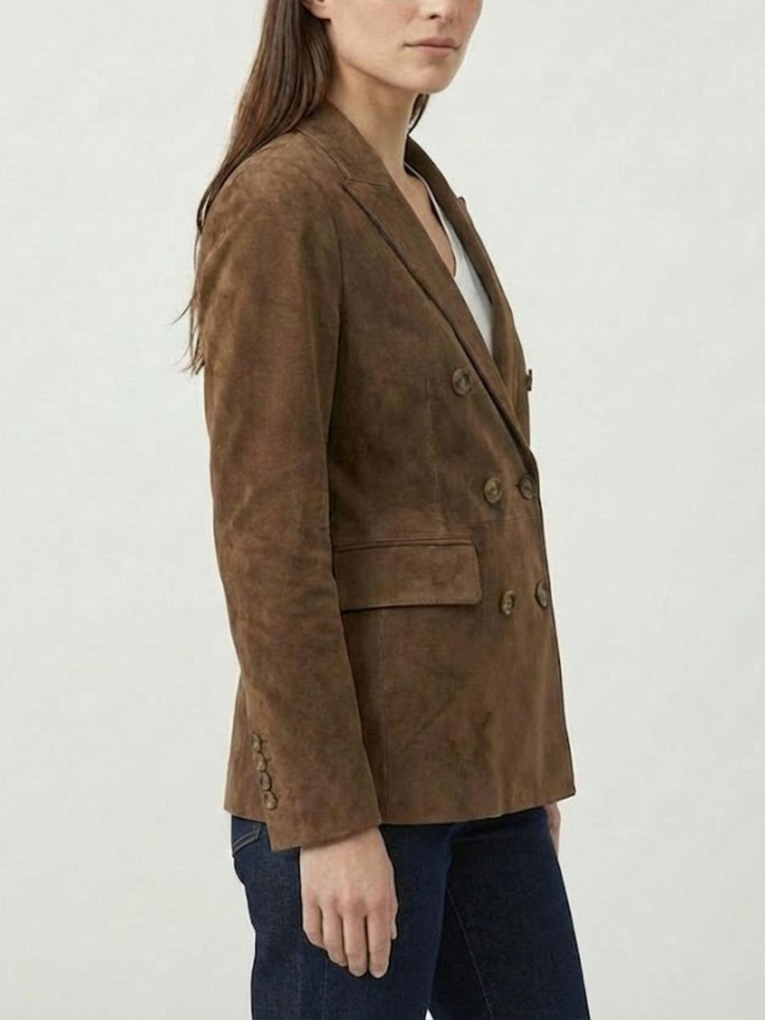 Blazer Tiaki doppiopetto in camoscio cacao TIAKI 126 JACK LEATHER 