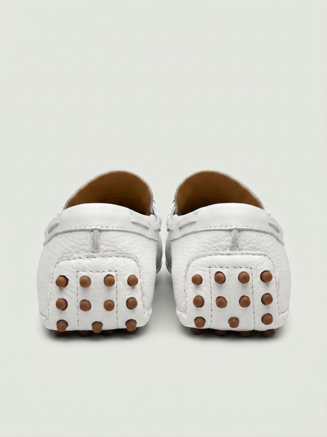 Mocassino gommini in pelle bianca con morsetto bambù D8954 BIANCO ANDREA MORANDO 