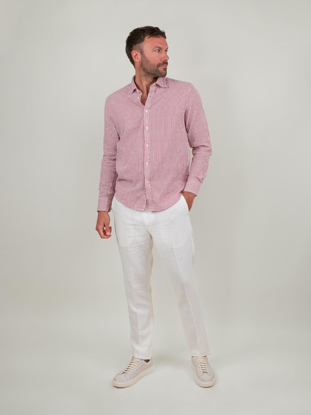 CAMICIA SEERSUCKER A RIGHE ROSA JEEP 04 DEPERLU 