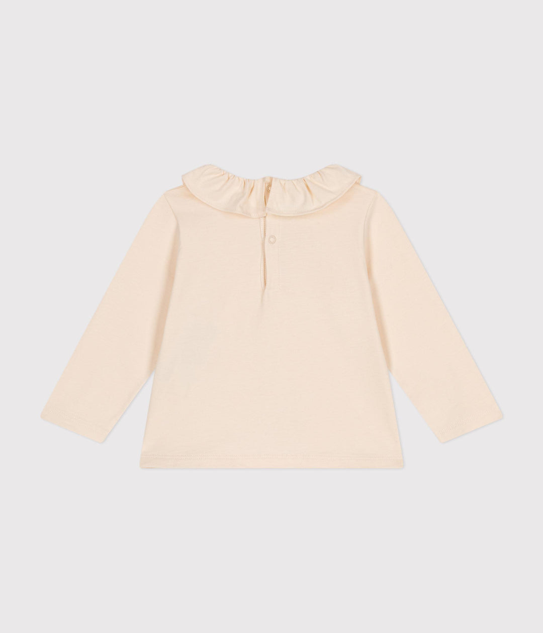 Blusa tinta unita panna a manica lunga in jersey A0BOS 01 PETIT BATEAU 