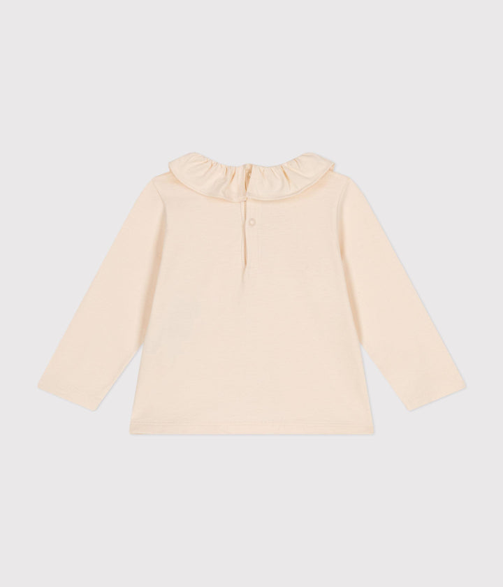 Blusa tinta unita panna a manica lunga in jersey A0BOS 01 PETIT BATEAU 
