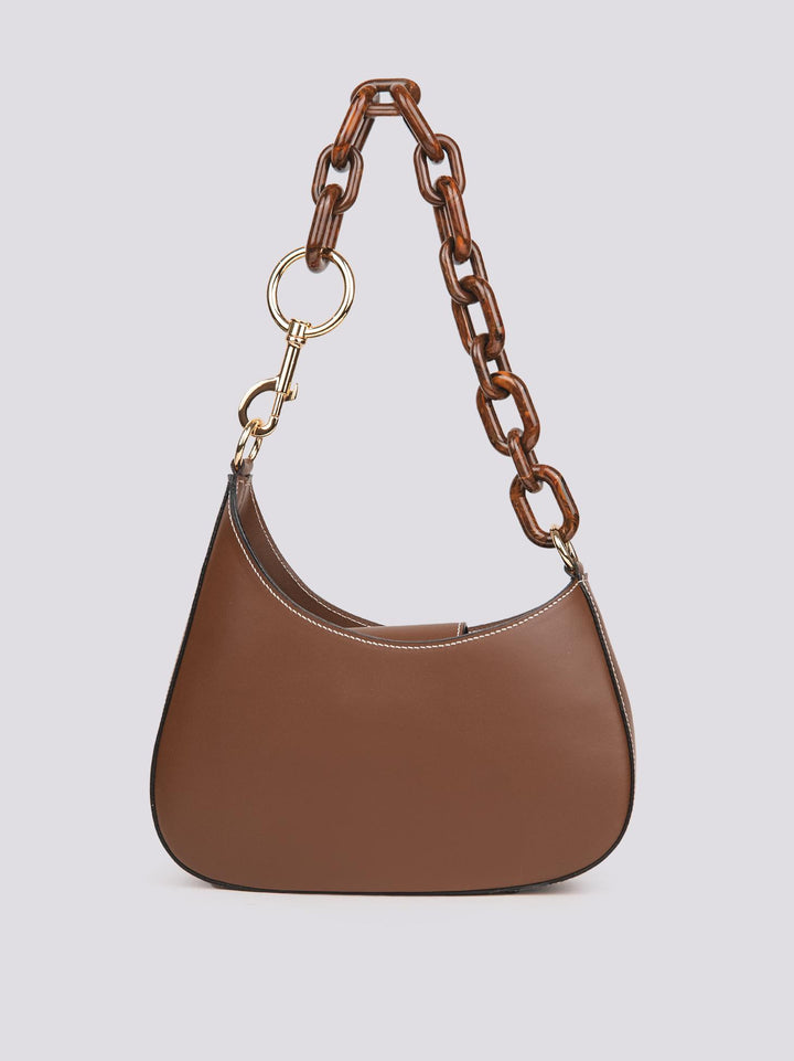 BORSA "MINI CURVY" IN PELLE CIOCCOLATO CON TRACOLLA IN OSSO MINI CURVY BRUCIATO BIMOR 