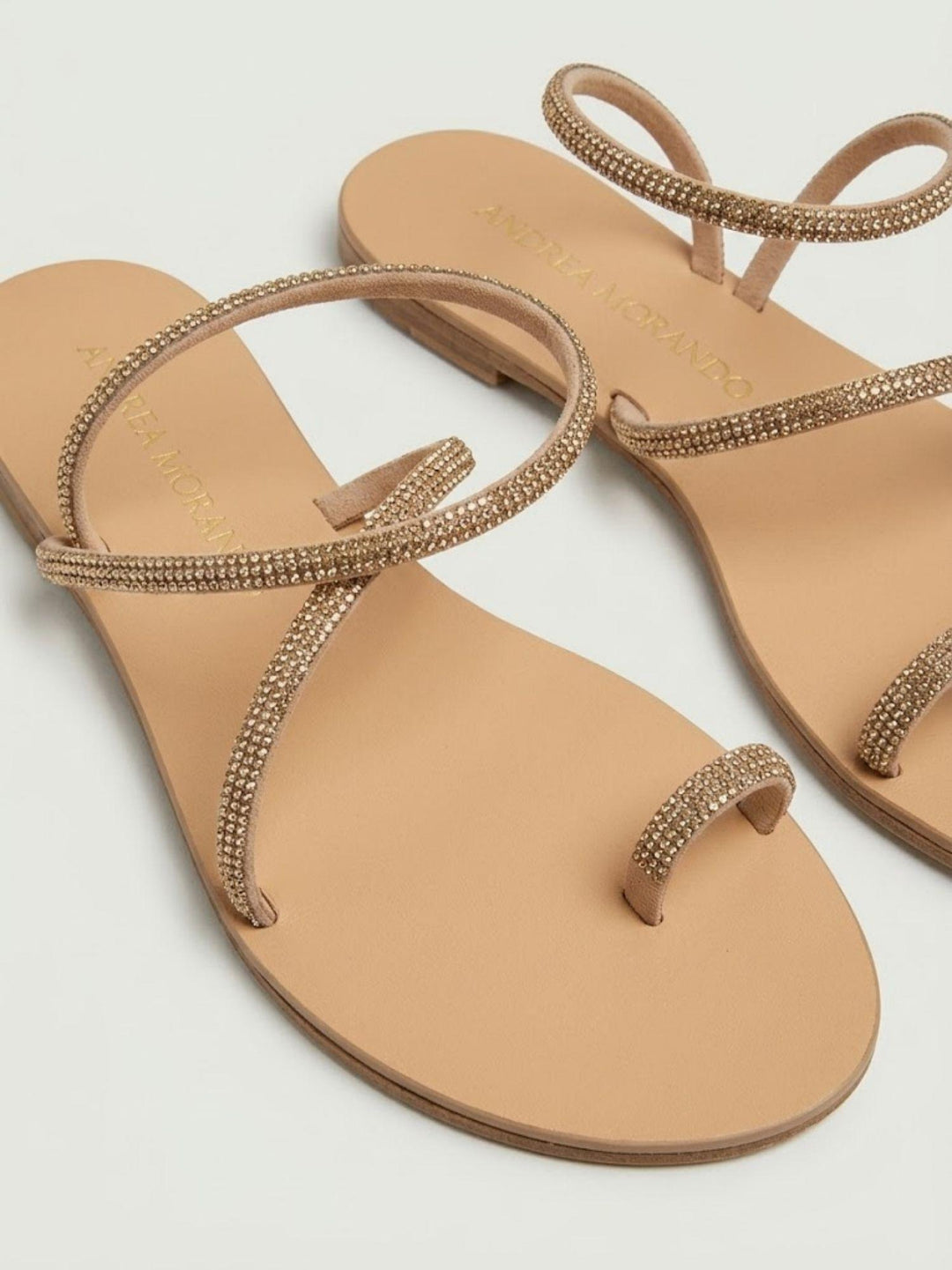 Sandalo gioiello beige con strass applicati 63TC COPPER ANDREA MORANDO 