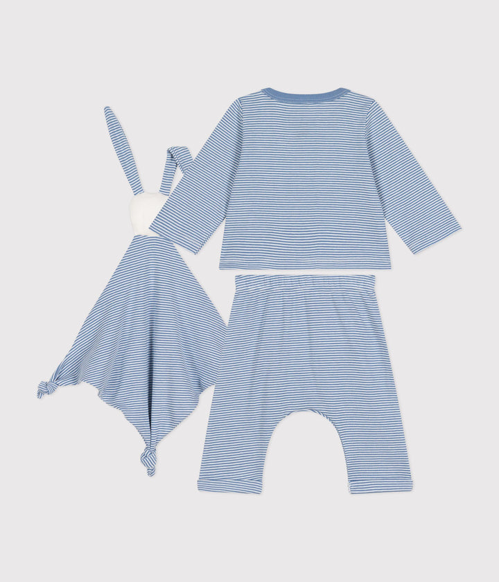 Set azzurro con doudou stampa righe A0BO6 01 PETIT BATEAU 