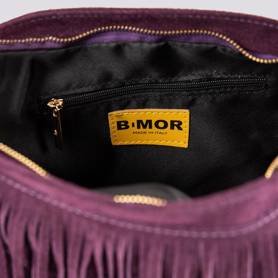 Borsa a tracolla in camoscio con frange viola Jigly JIGLY VIOLA BIMOR 