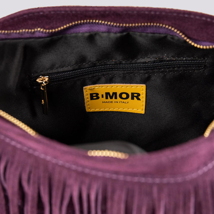 Borsa a tracolla in camoscio con frange viola Jigly JIGLY VIOLA BIMOR 