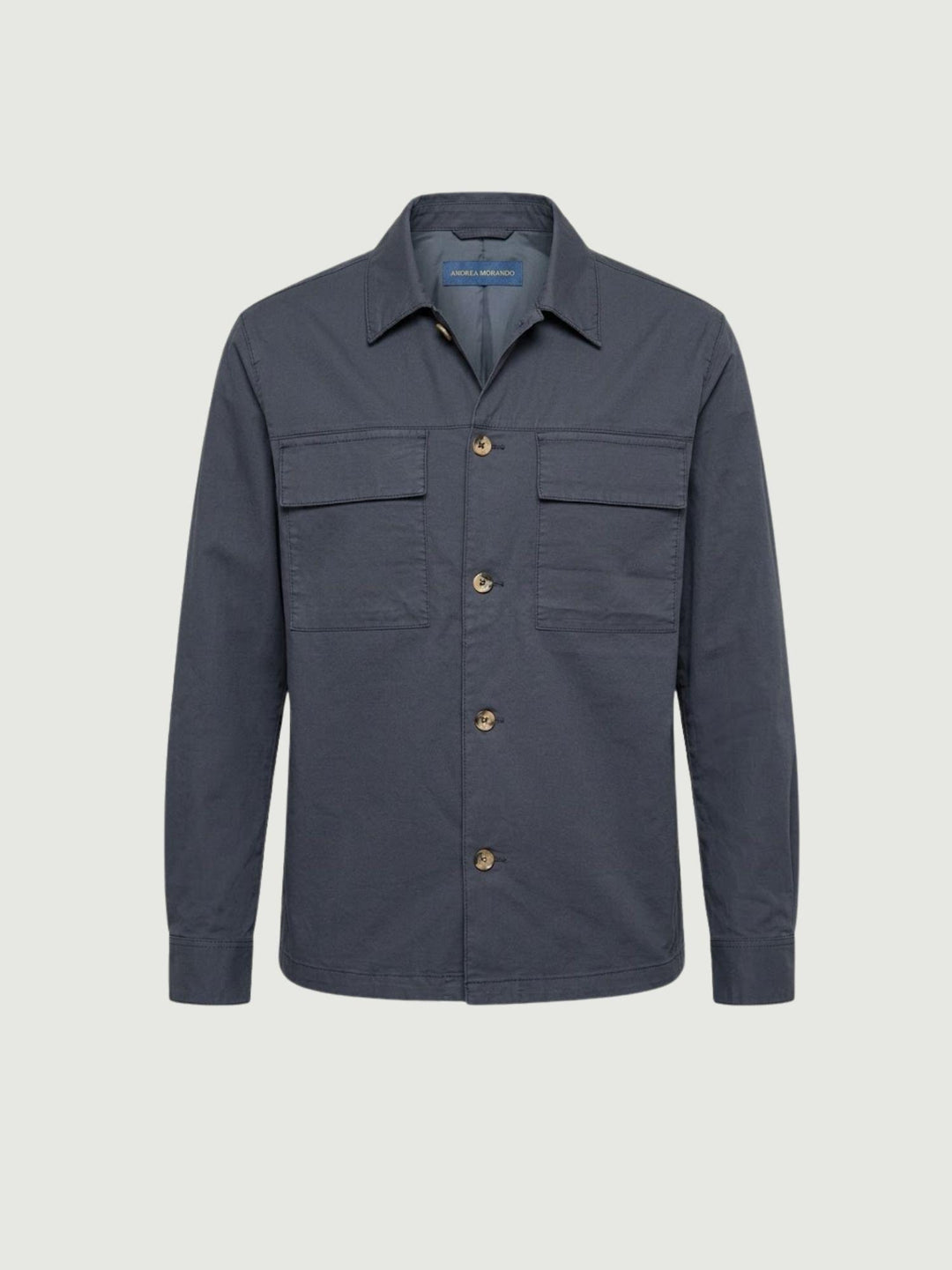Camicia overshirt in cotone blu acciaio 5455426 220 ANDREA MORANDO 