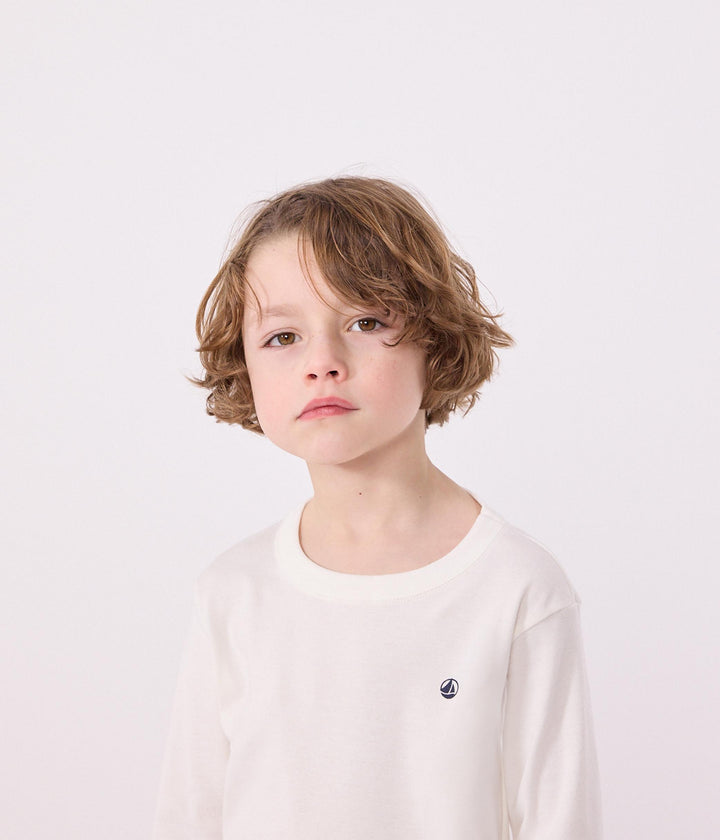 T-shirt a maniche lunghe a costine bambina/bambino A0BA4 01 PETIT BATEAU 