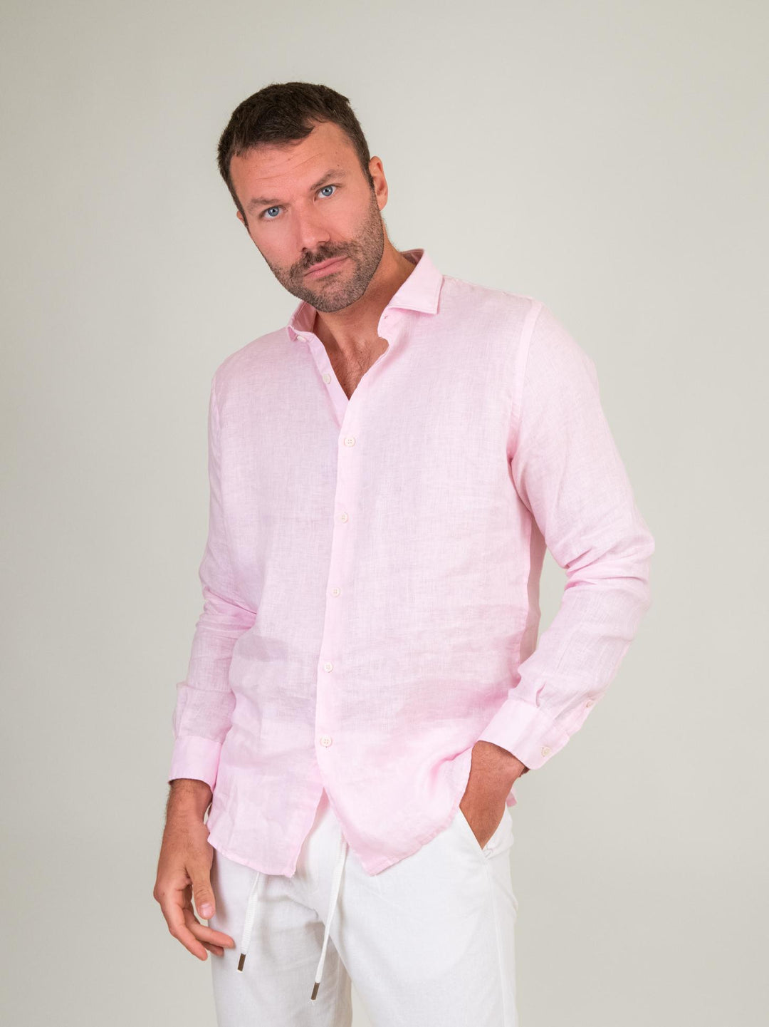 CAMICIA DI LINO ROSA