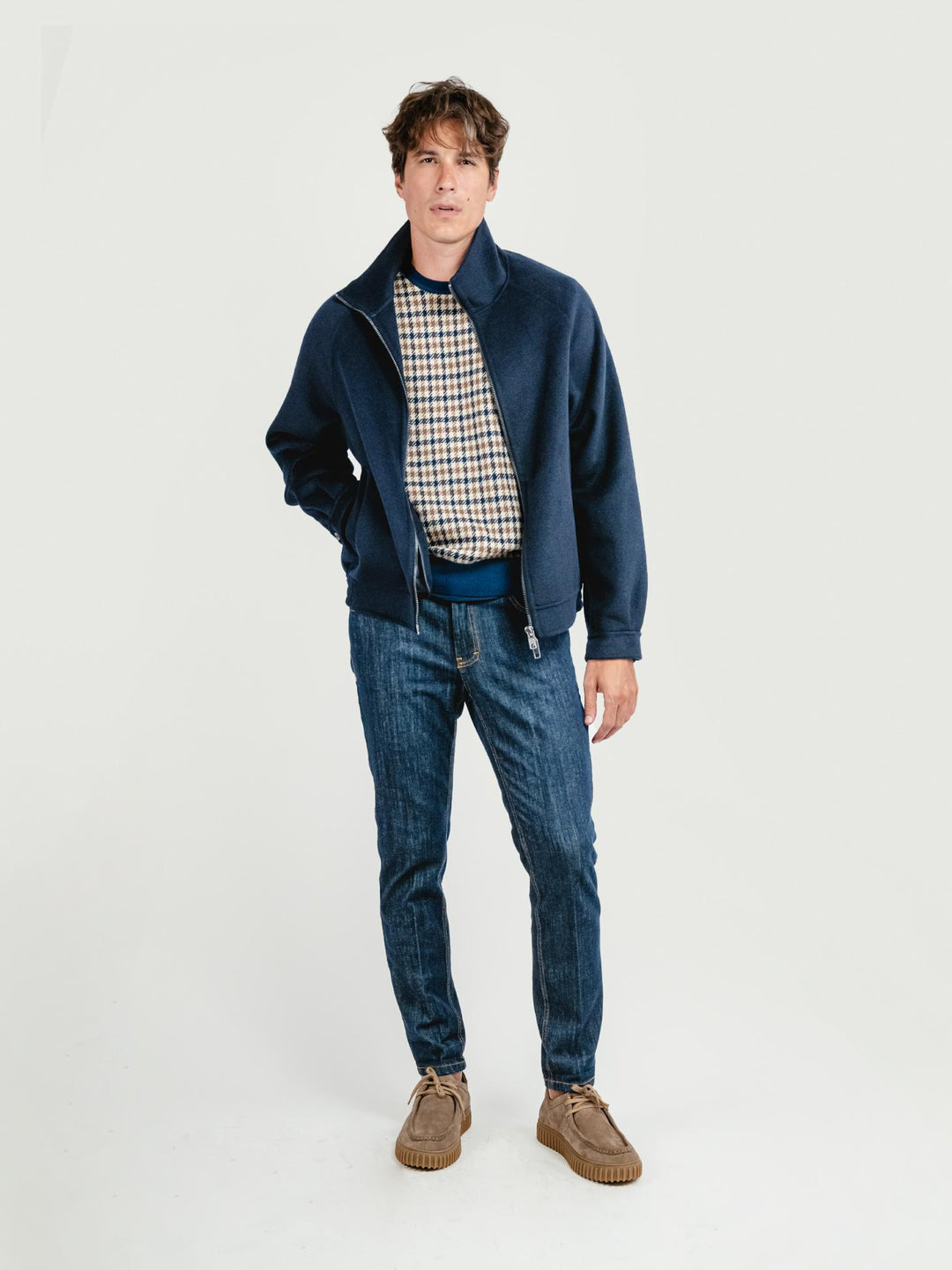 GIACCA LEONARDO IN LANA BLU LEONARDO BLUE NAVY ANDREA MORANDO 