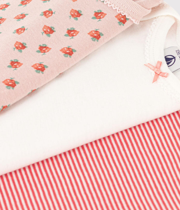 CONFEZIONE DA 3 BODY IN COTONE CON FANTASIA A FIORI A08K2 00 PETIT BATEAU 