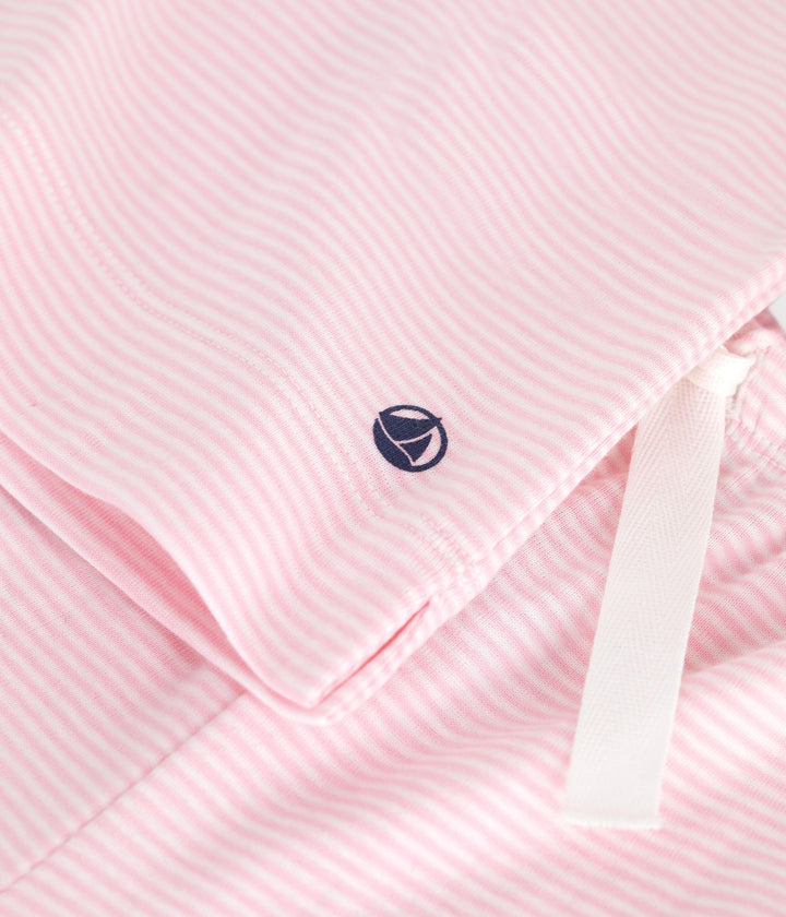 Pigiama millerighe bianco e rosa A0F6I 01 PETIT BATEAU 